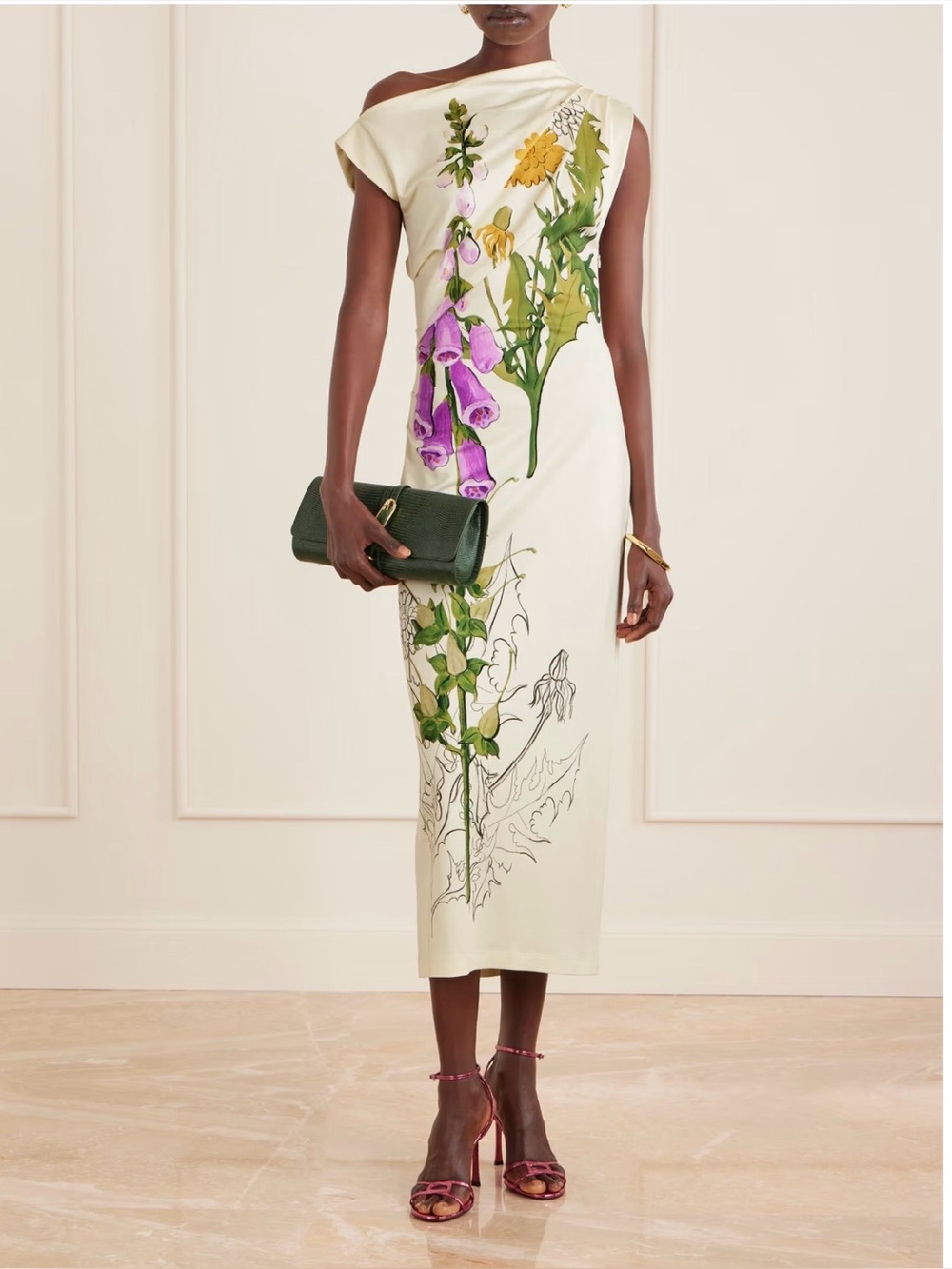 NWT Authentic OSCAR DE LA RENTA Draped printed jersey midi dress Size 0